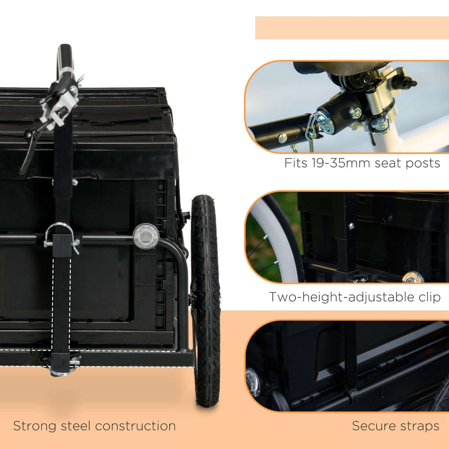 Aosom Pet Bicycle Cargo Trailer with Removable Storage Box