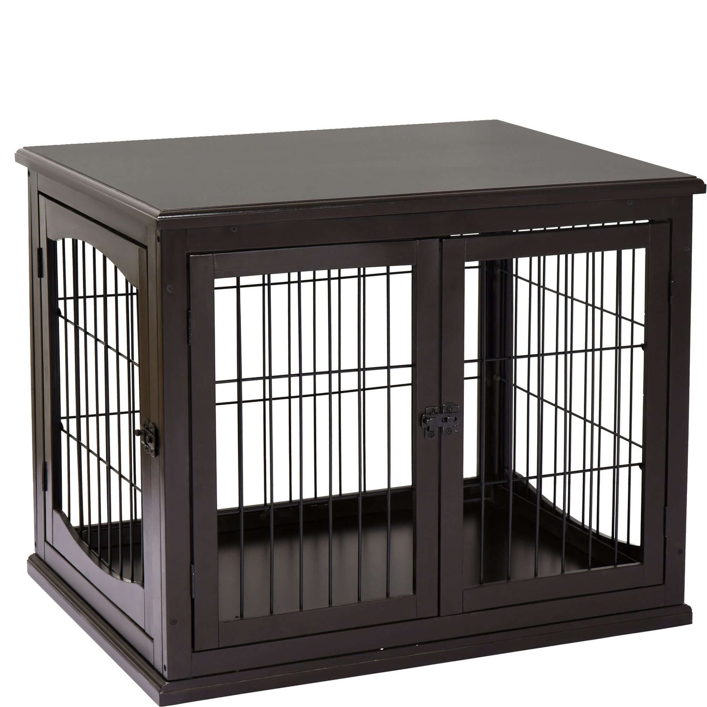 32' Dog Crate Furniture, Two Opening Sides, Lockable Door, Coffee