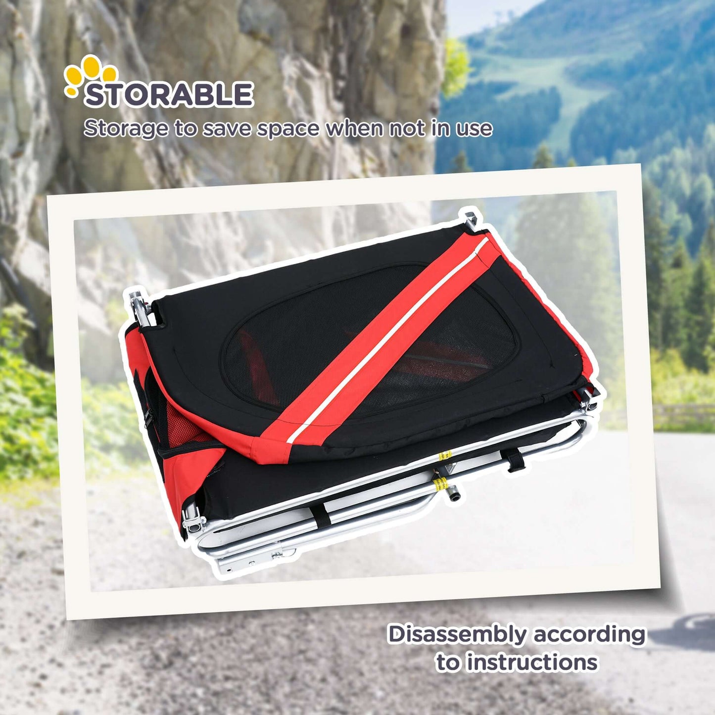 Aosom Foldable Bicycle Trailer for Medium Dogs, Red/Black