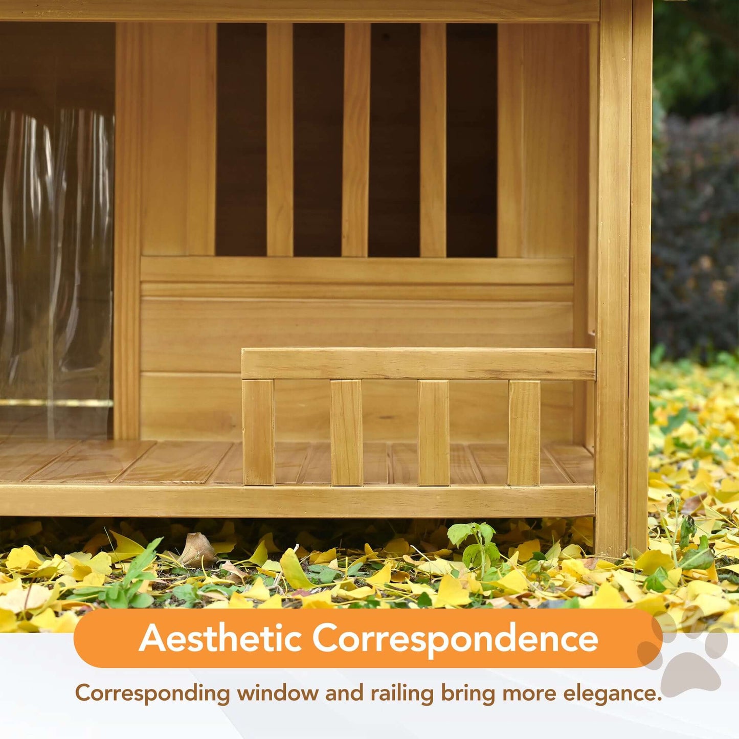 47.2" Wooden Dog House With Porch, Solid Wood, Weatherproof - supdog