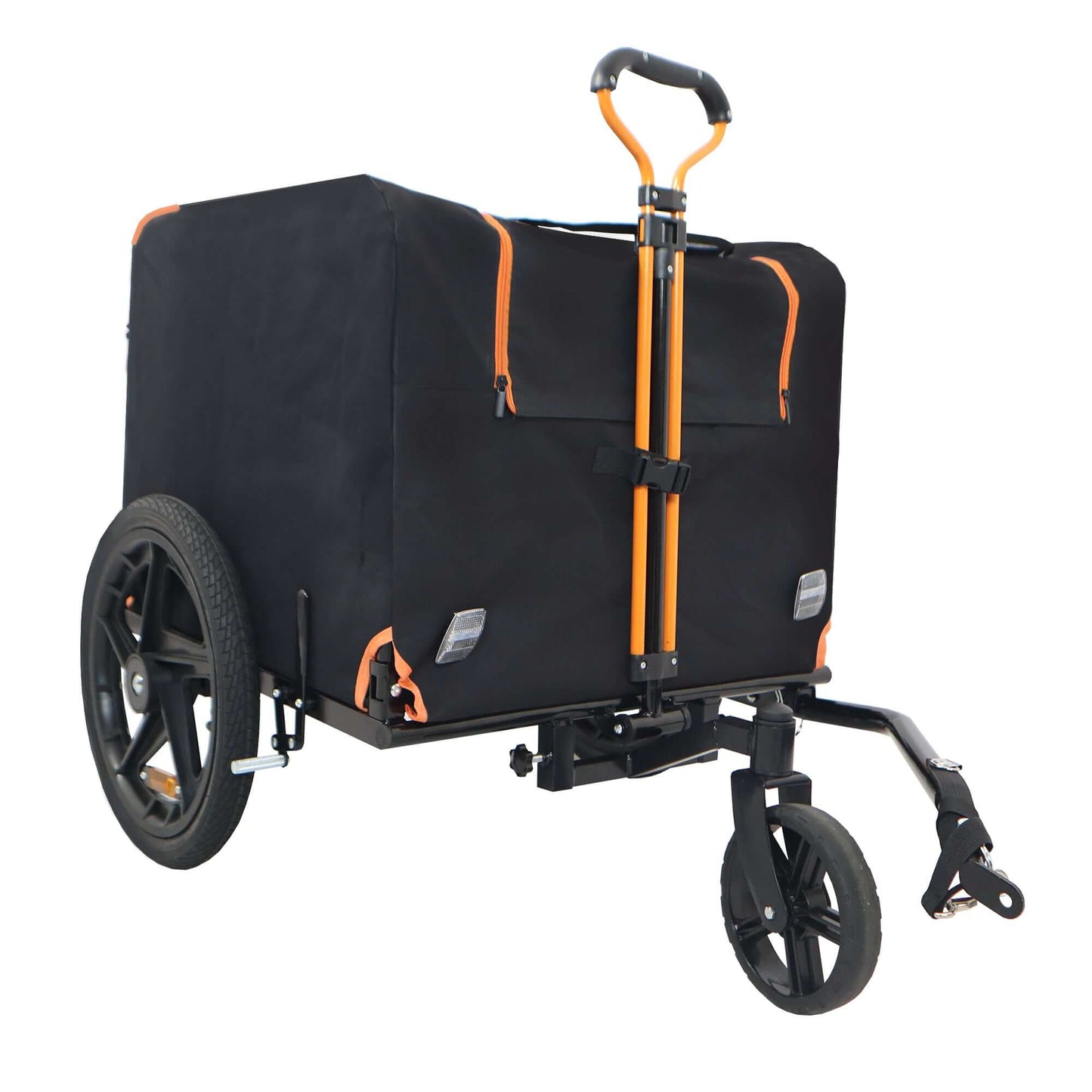Foldable Bicycle Trailer for Medium Dogs, Orange & Black