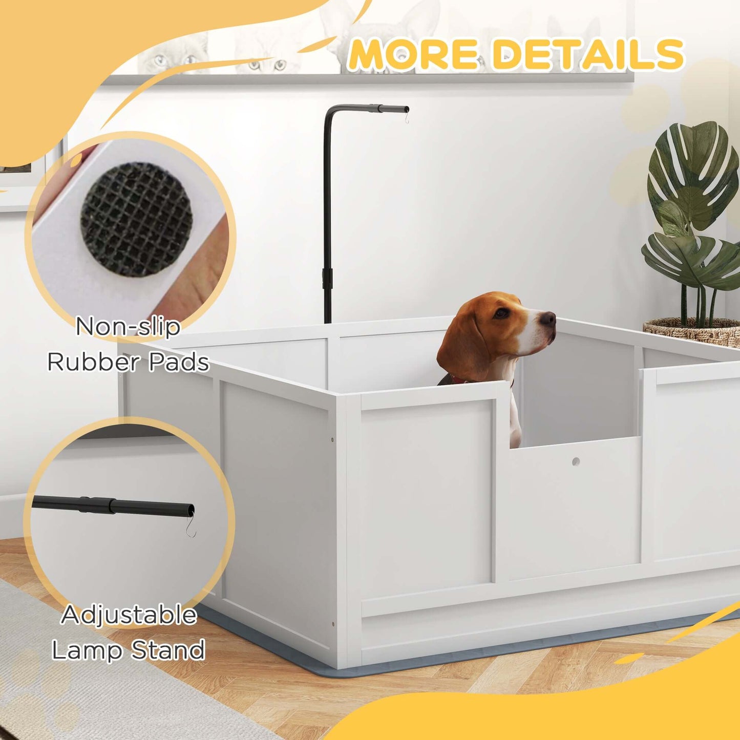 41" x 39" Whelping Box, Retractable Light Stand, Pig Rail, Pee Pad, Adjustable Height Door - supdog