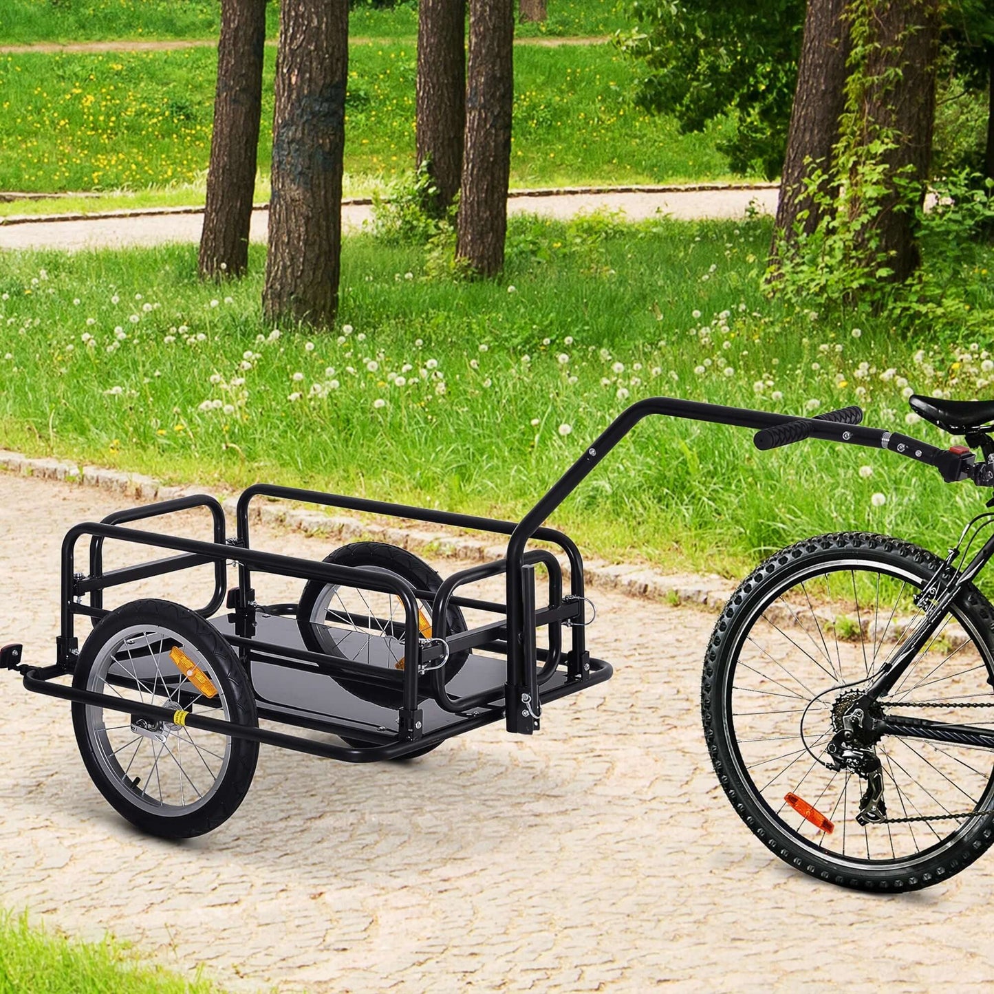 Aosom Foldable Bicycle Cargo Trailer, Black