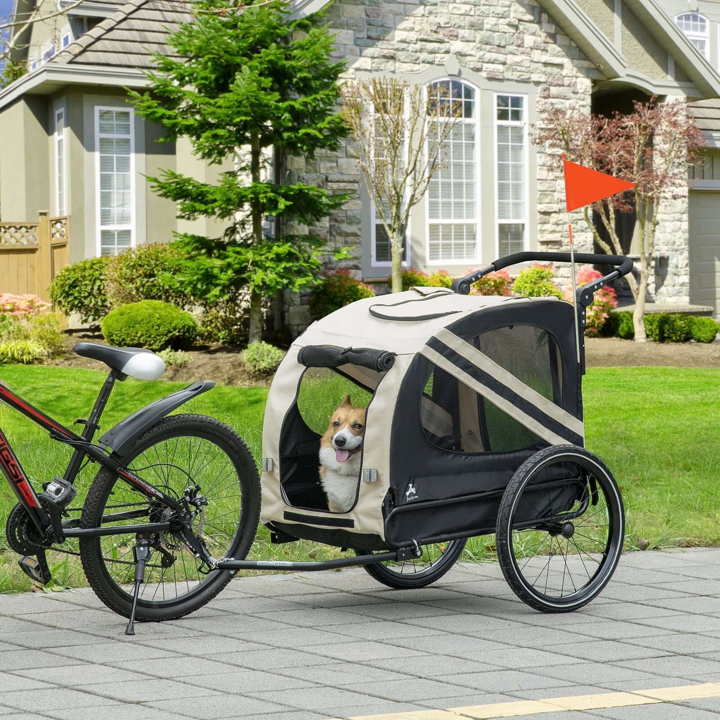 Aosom 2-in-1 Stroller & Bicycle Trailer for Small Dogs, White