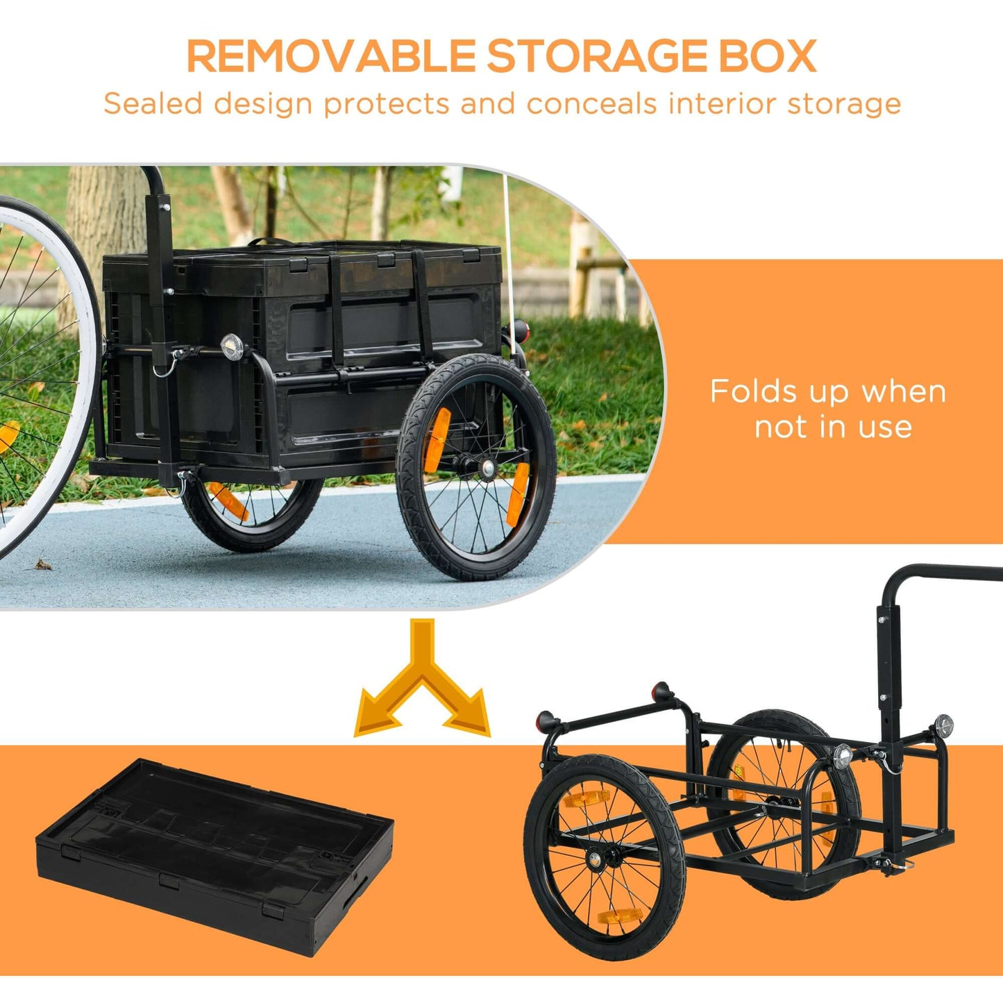 Aosom Pet Bicycle Cargo Trailer with Removable Storage Box
