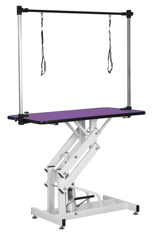 42.5" Hydraulic Pet Grooming Table, Purple