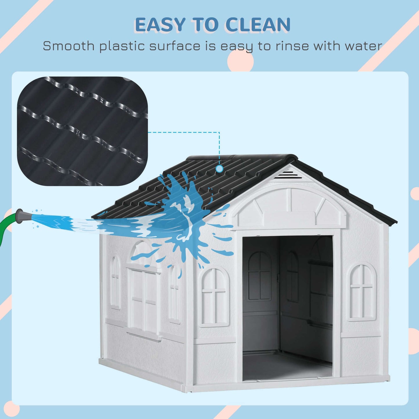 Plastic Dog House, Water Resistant for Medium and Small Dogs, Gray - supdog