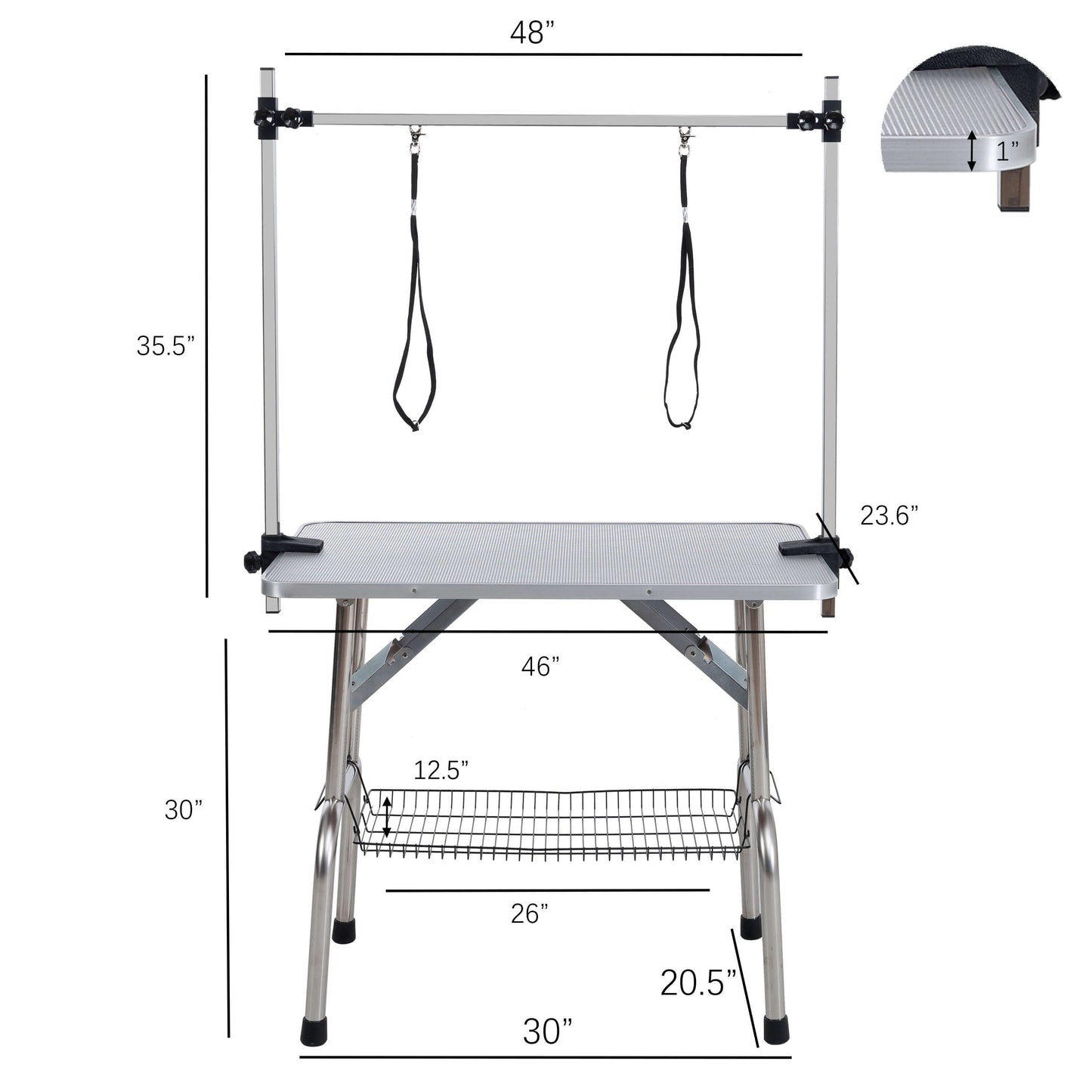46" Folding Pet Grooming Table, Silver