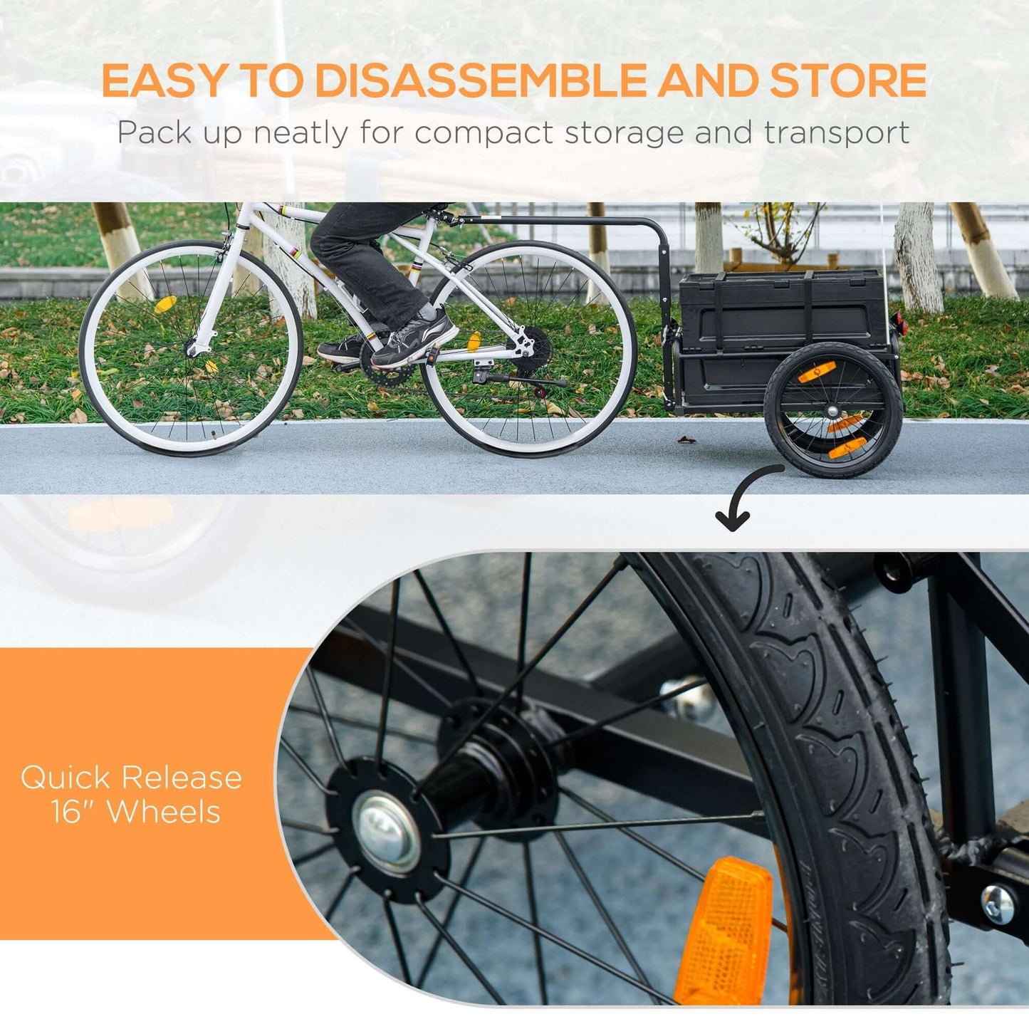 Aosom Pet Bicycle Cargo Trailer with Removable Storage Box