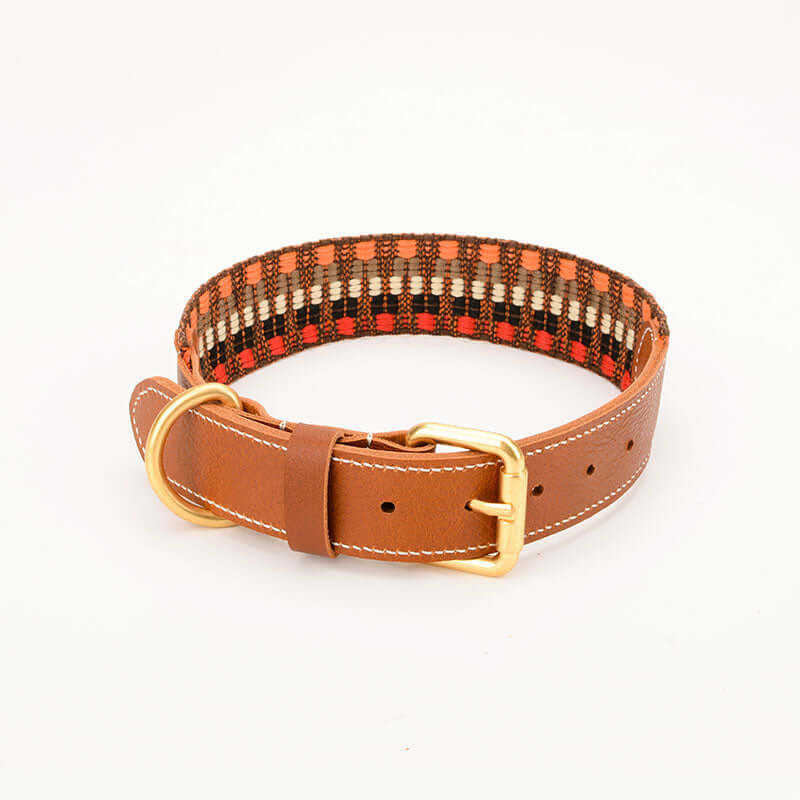 Woven Leather Wide Dog Collar, Leash cjdropshipping