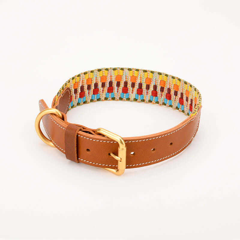 Woven Leather Wide Dog Collar, Leash cjdropshipping