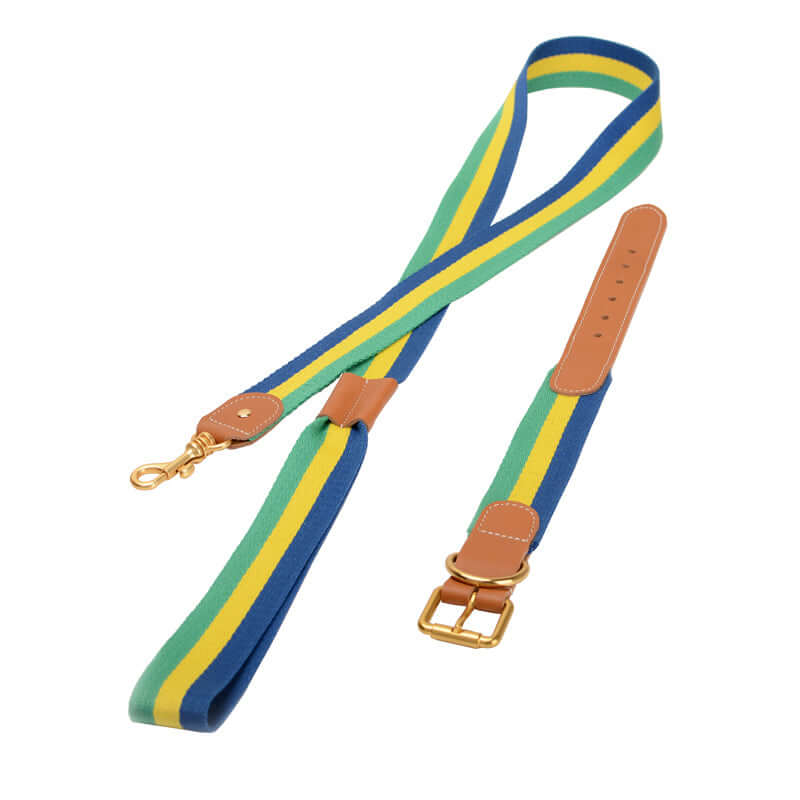 Woven Leather Wide Dog Collar, Leash cjdropshipping