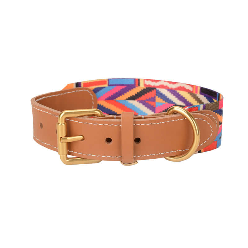 Woven Leather Wide Dog Collar, Leash cjdropshipping
