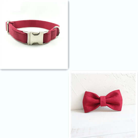 Red Dog Collar, Leash, Bow, Set cjdropshipping