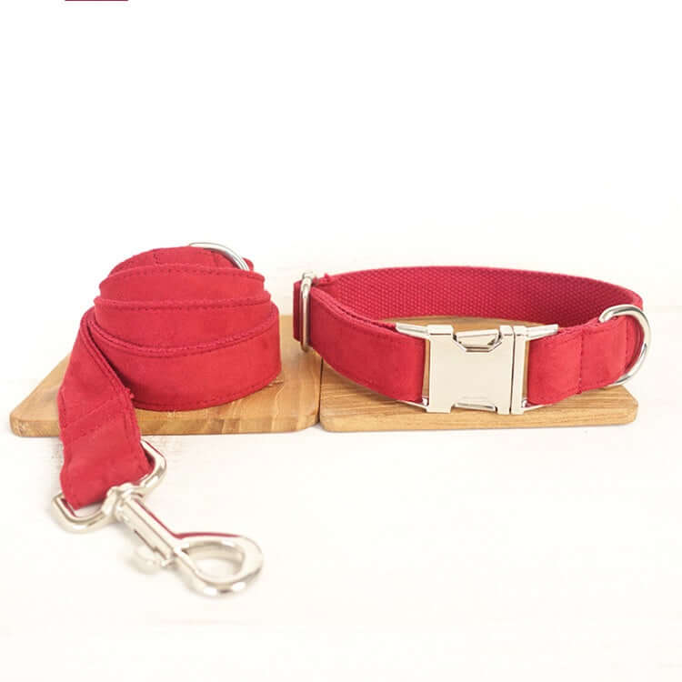 Red Dog Collar, Leash, Bow, Set cjdropshipping