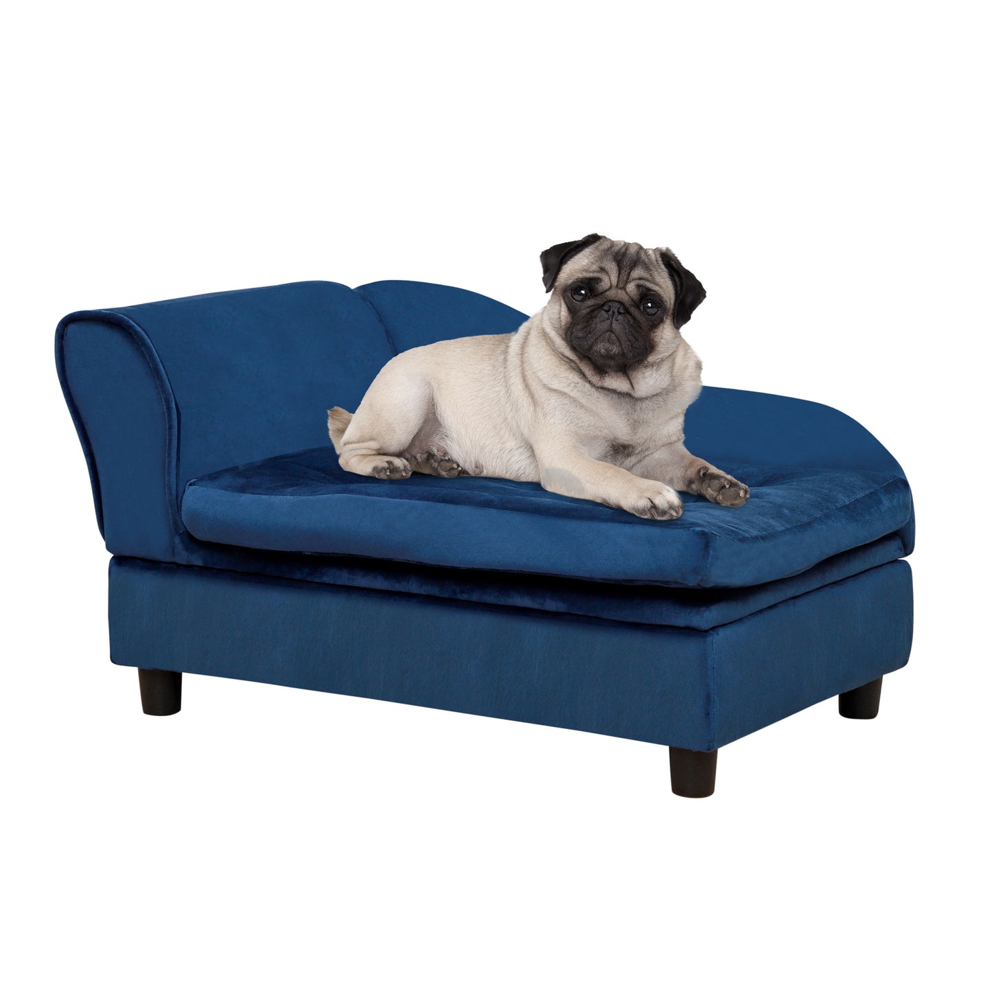 Pet Sofa, Hidden Storage, Soft Tufted Cushion, Blue