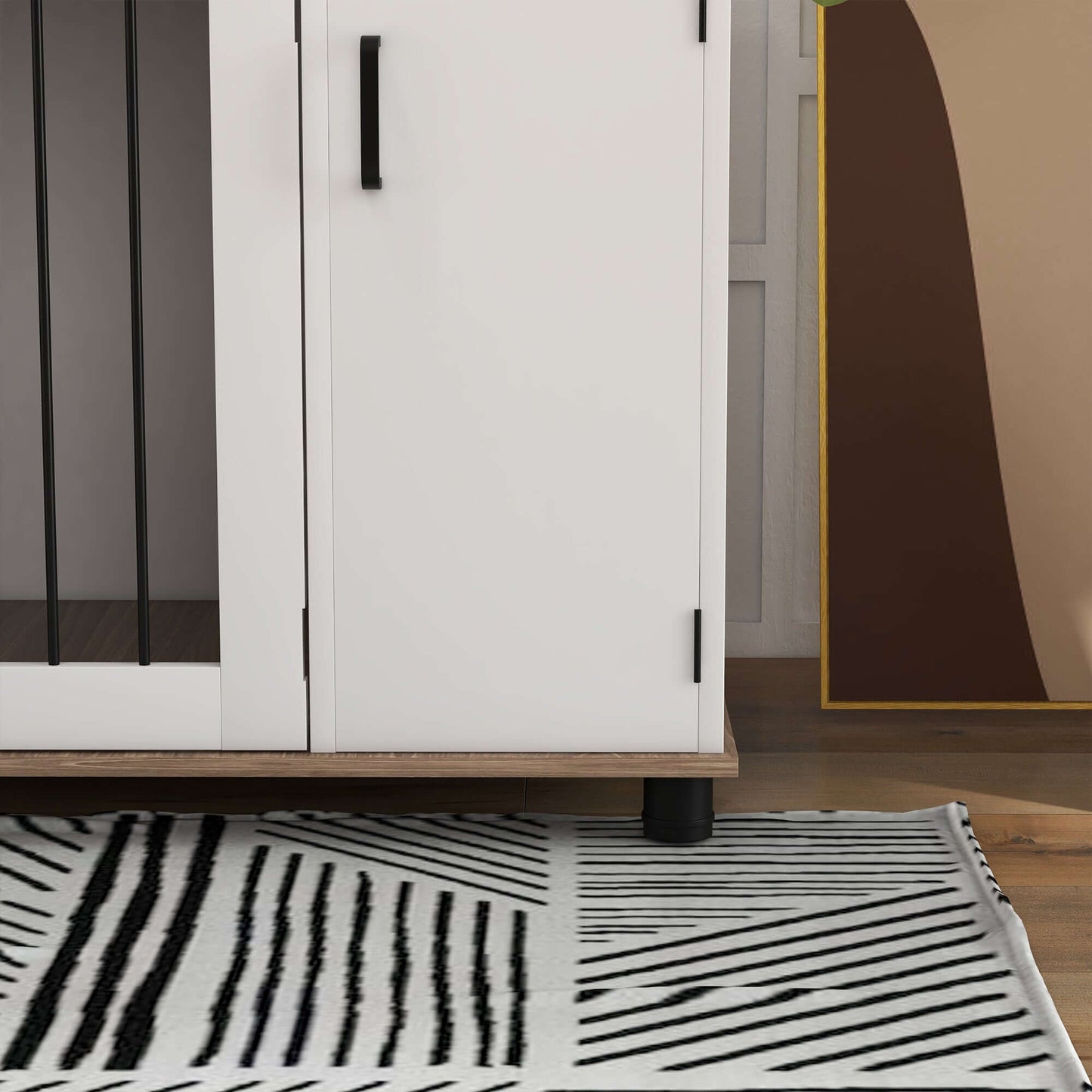 Dog Crate End Table with Storage, Double Doors for Medium and Large Dogs, Walnut - supdog