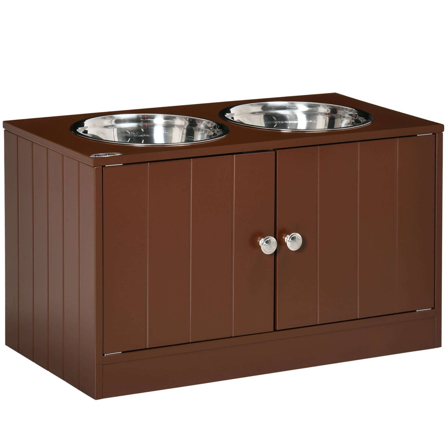 Elevated Dog Bowls with Storage Cabinet, Brown
