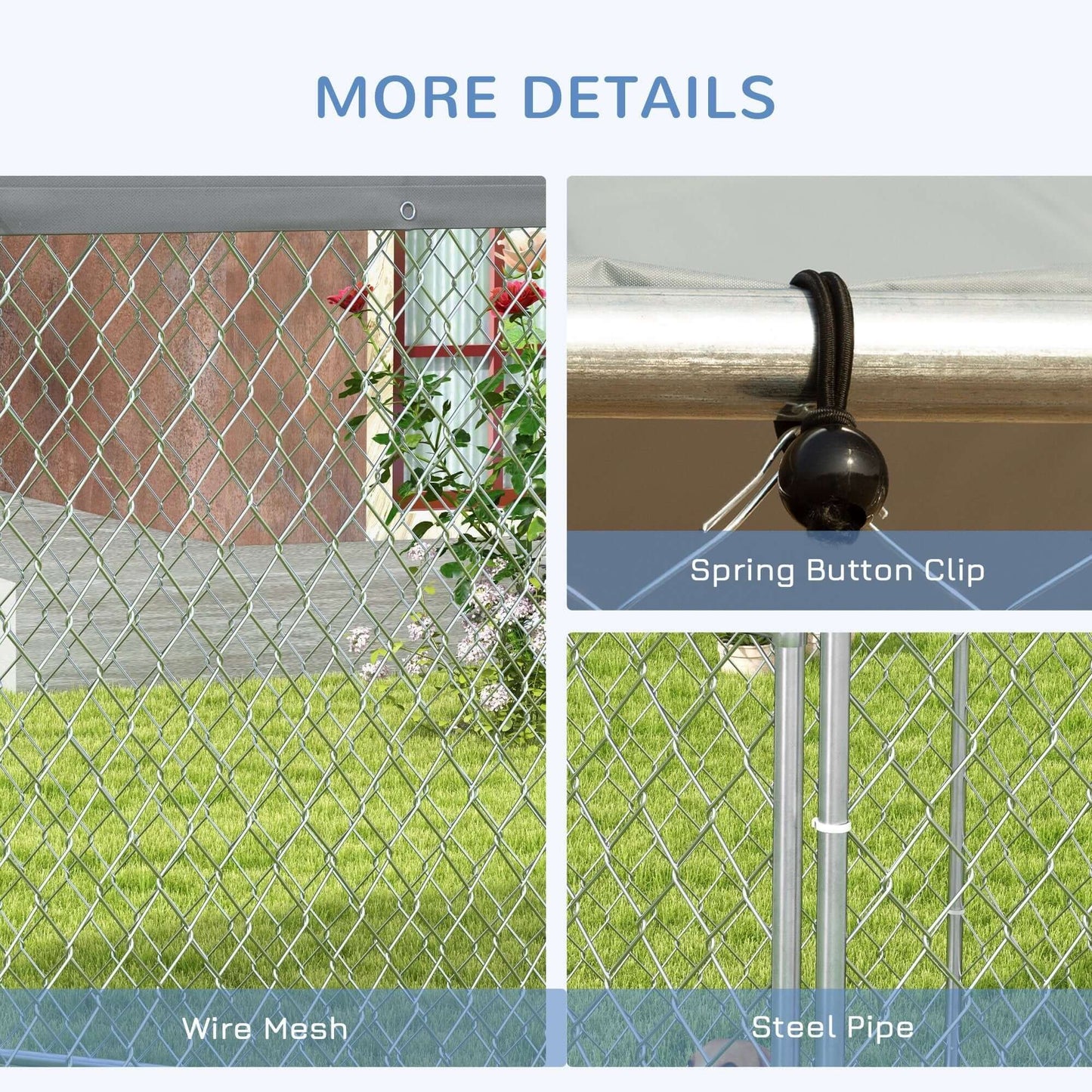 6.9' x 6.1' x 4.9' Dog Kennel with Waterproof, UV Resistant Roof, Lockable Door, for Medium and Large-Sized Dogs, Silver - supdog