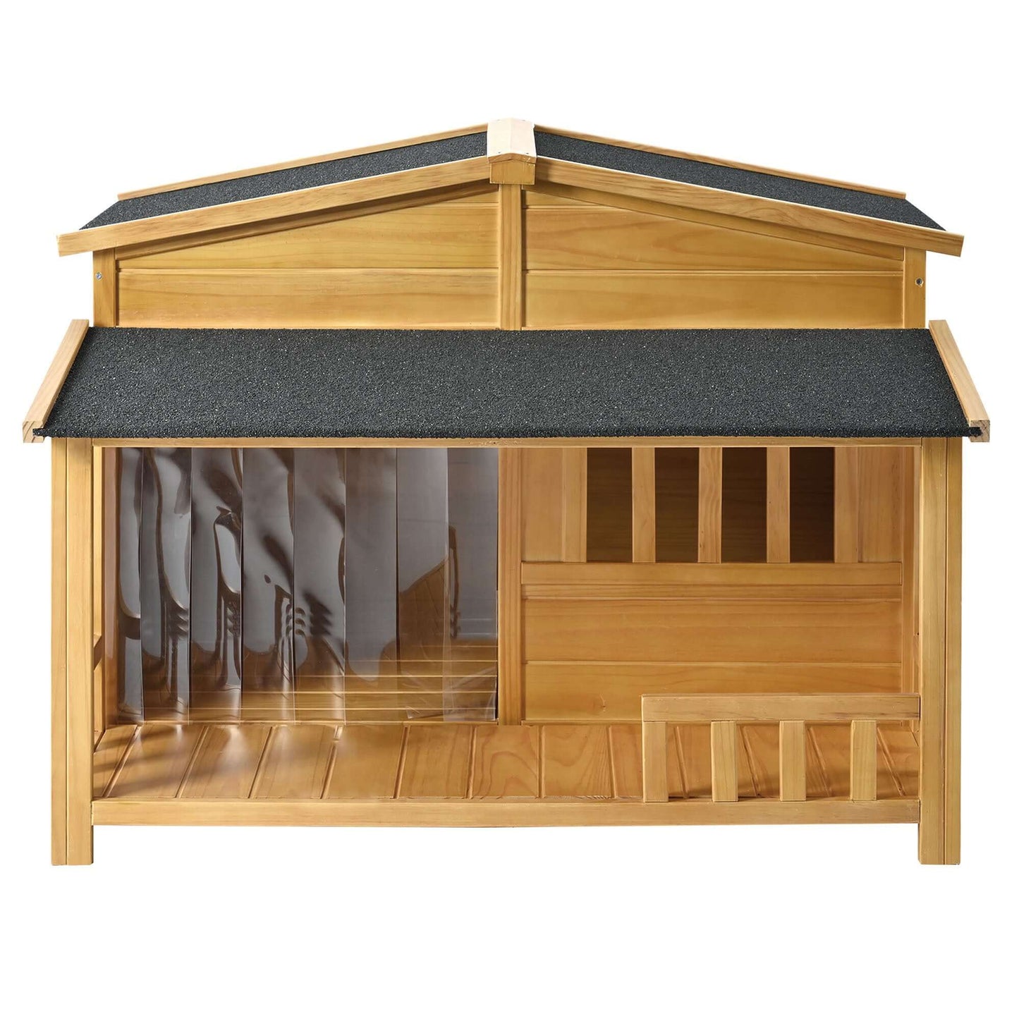 47.2" Wooden Dog House With Porch, Solid Wood, Weatherproof - supdog
