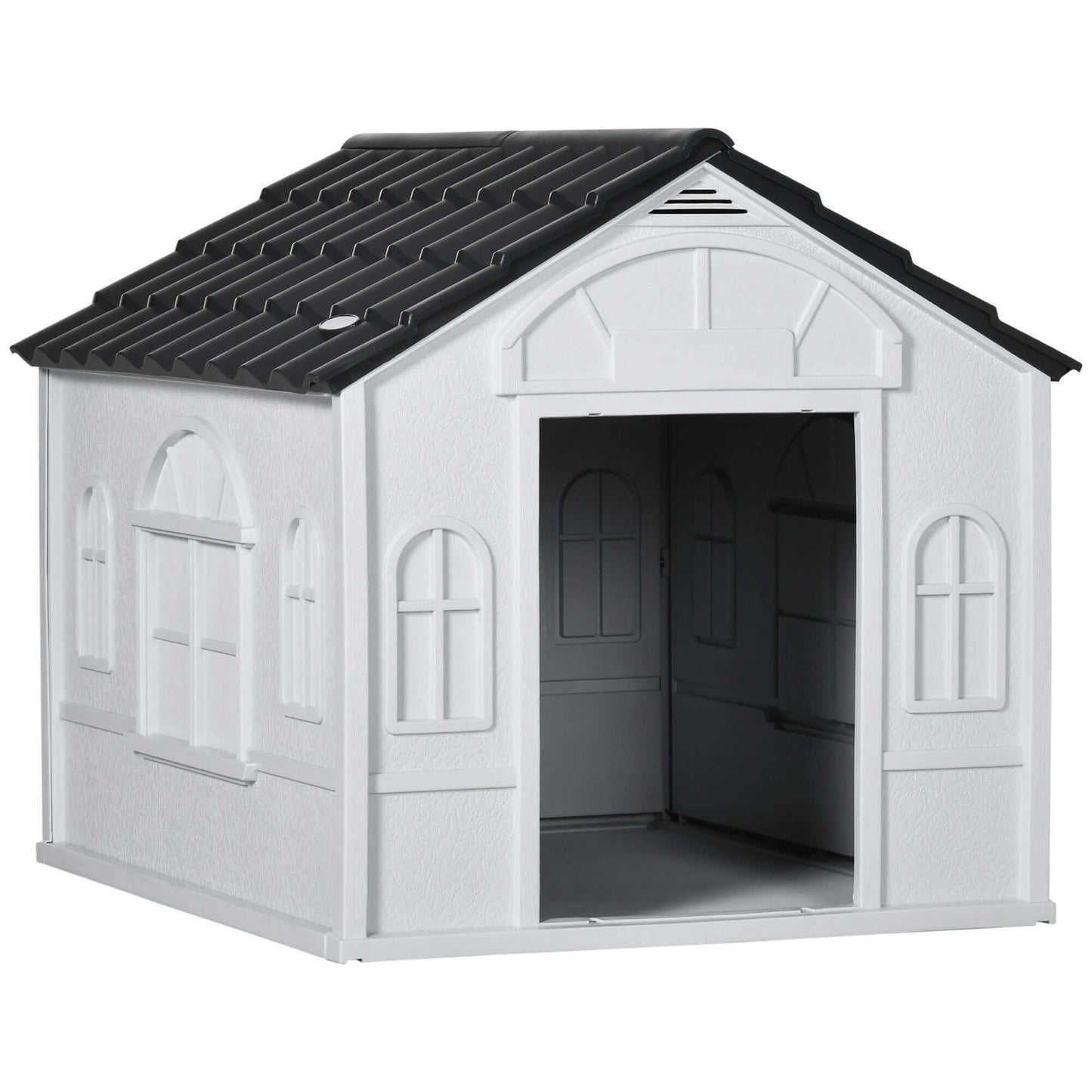Plastic Dog House, Water Resistant for Medium and Small Dogs, Gray supdog