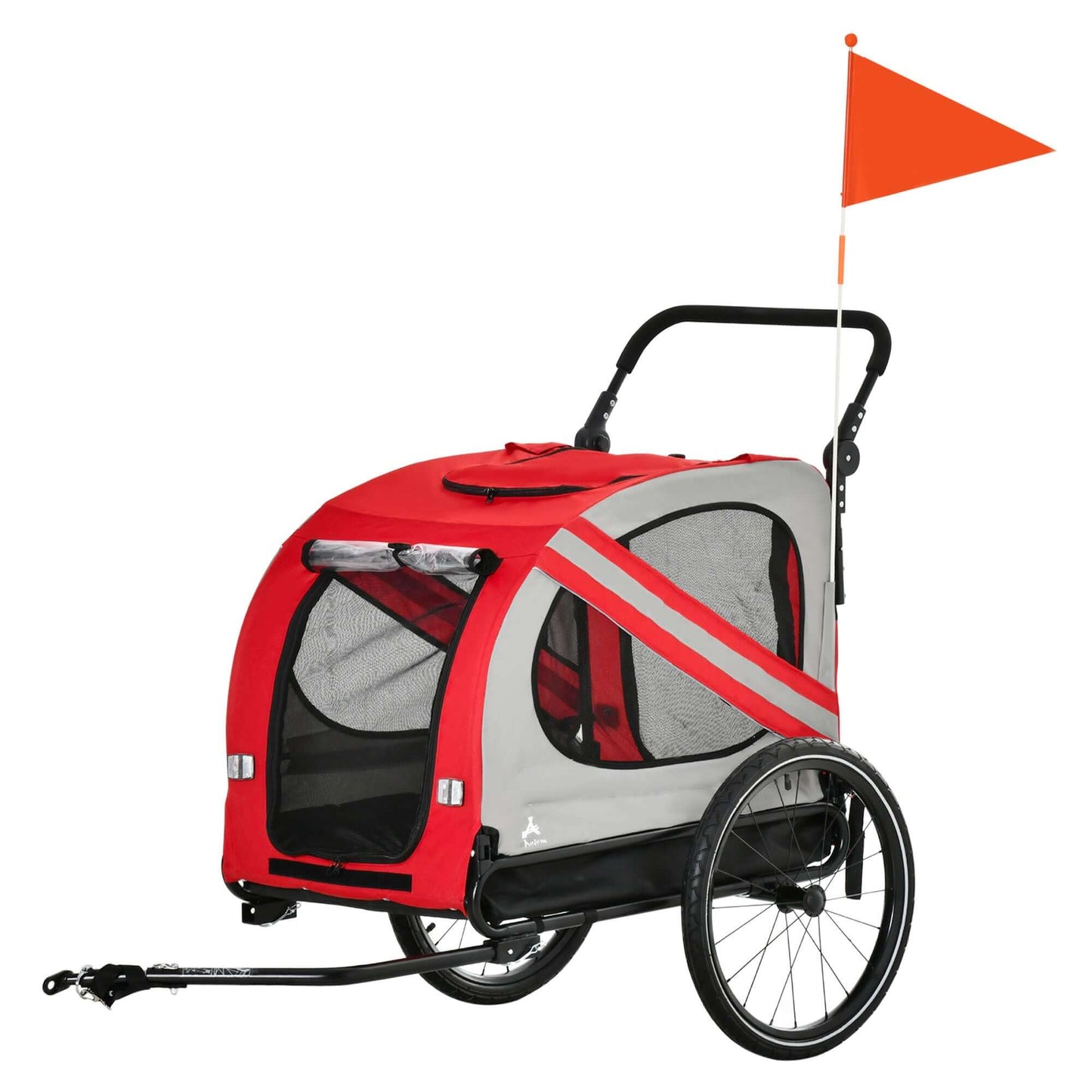 Aosom 2-in-1 Stroller & Bicycle Trailer for Small Dogs, Red