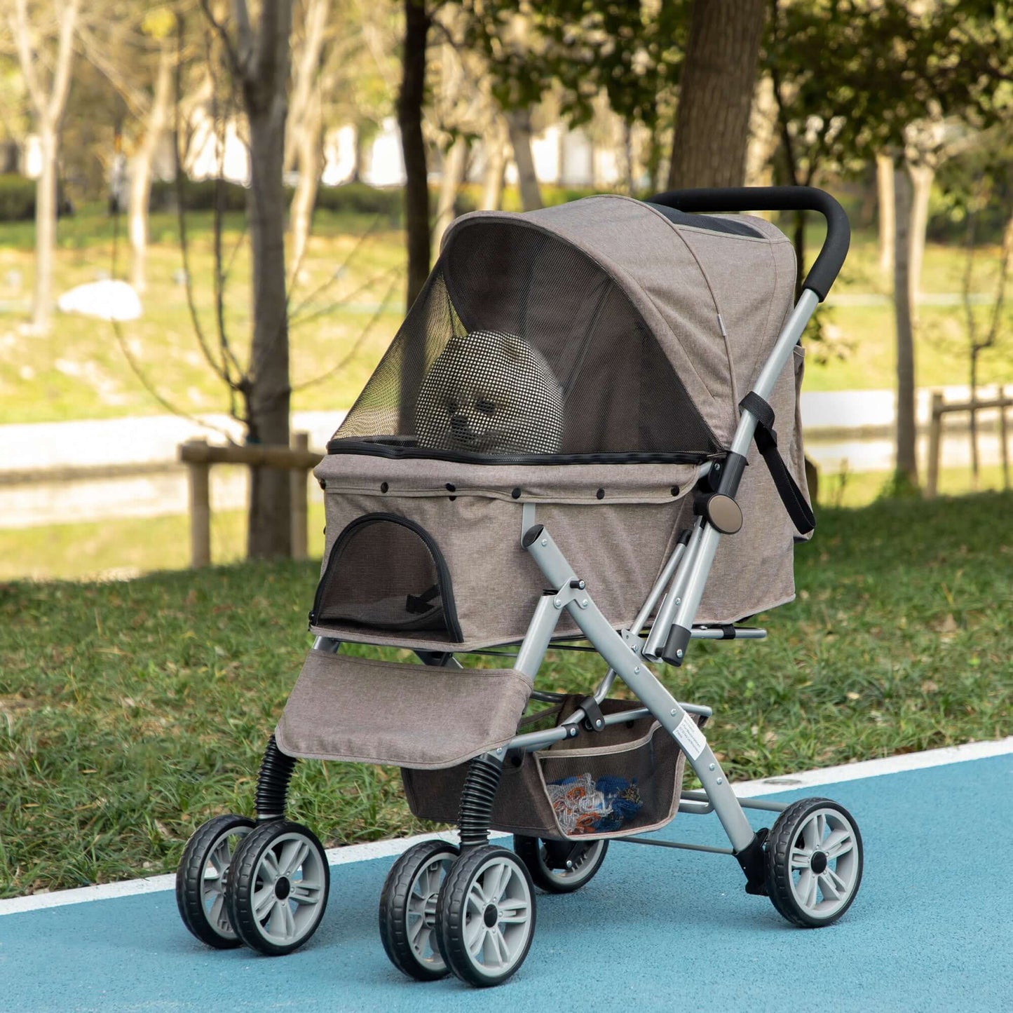 PawHut Dog Stroller for Small Dogs, Brown