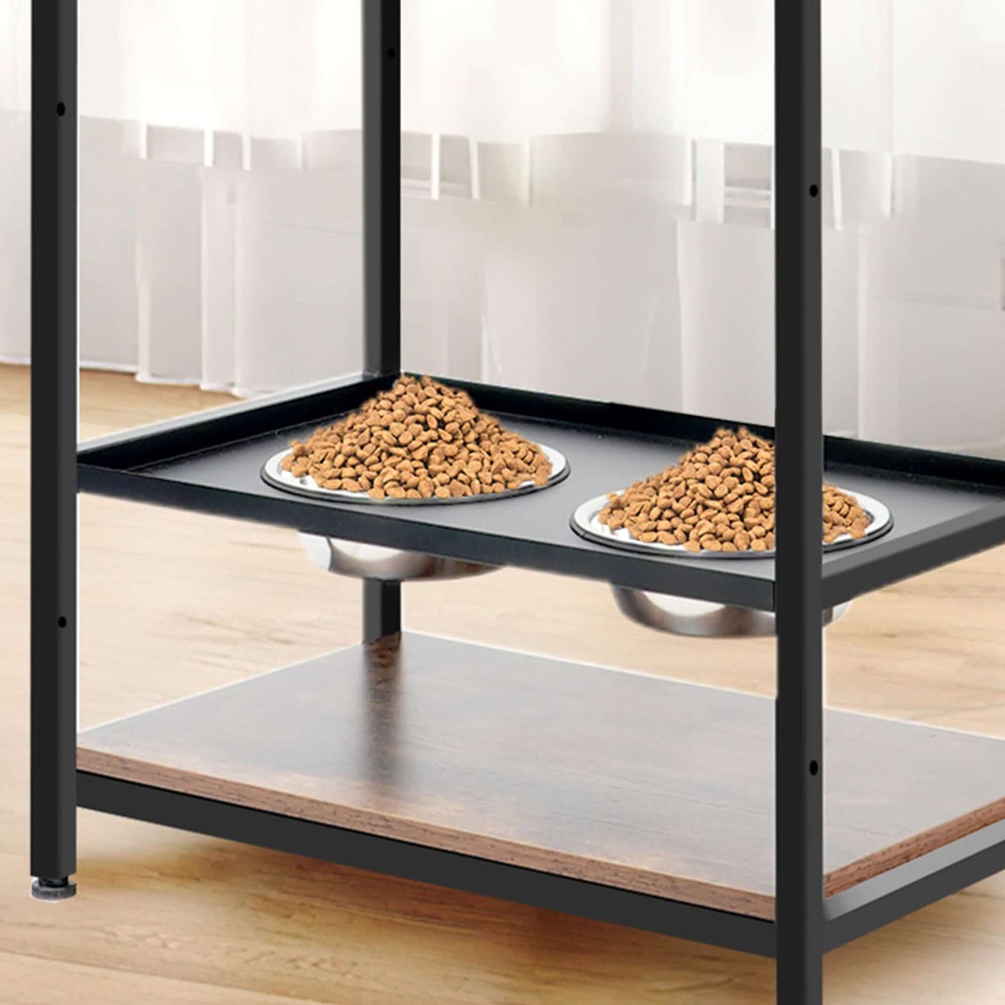 Feeding Station,3 Height Adjustable Raised Dog Bowls for Large and Medium Dogs, Storage with shelves - supdog