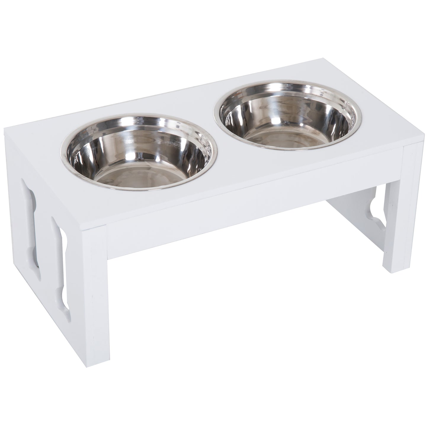 23" Decorative Dog Bone Elevated Feeding Station, White