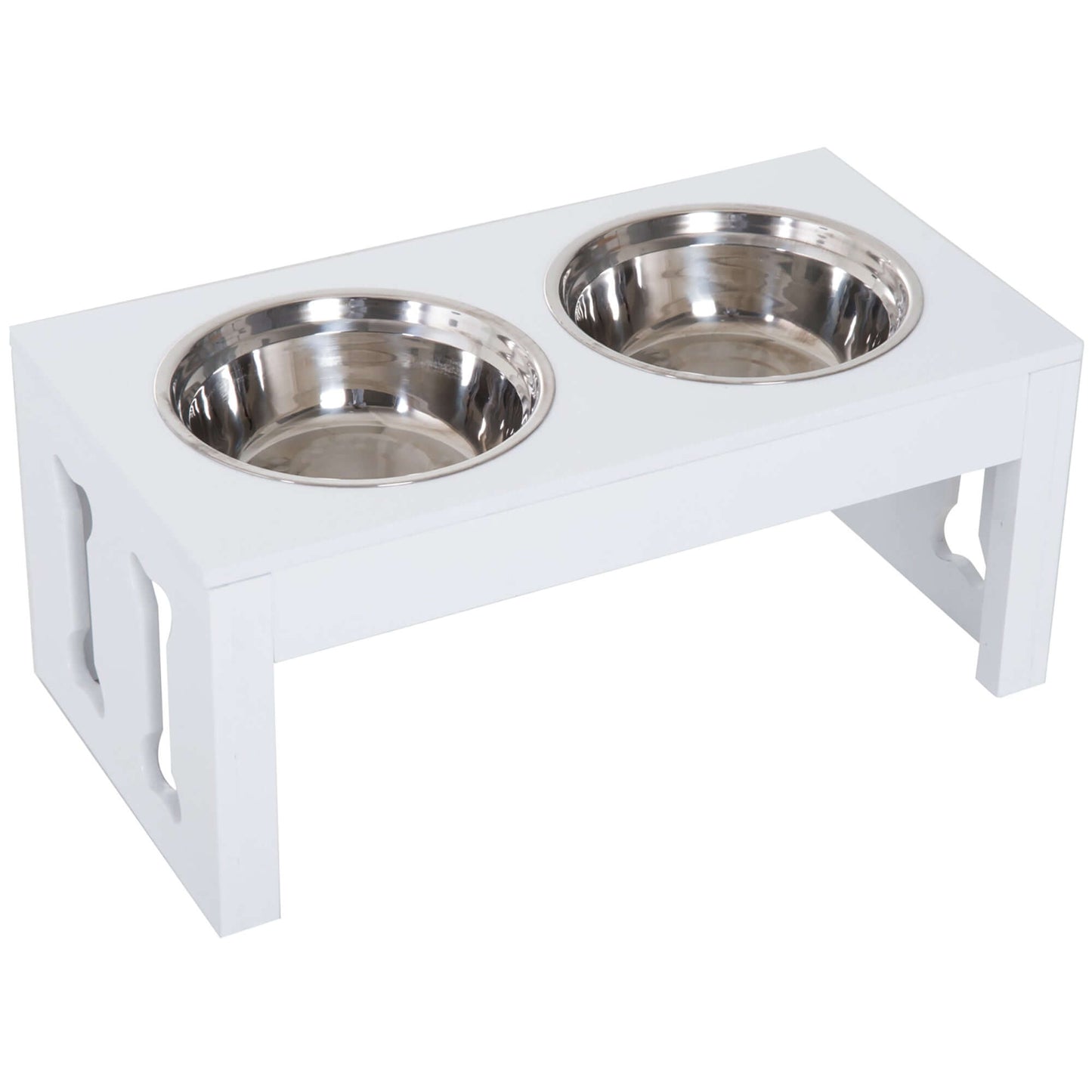 23" Decorative Dog Bone Elevated Feeding Station, White