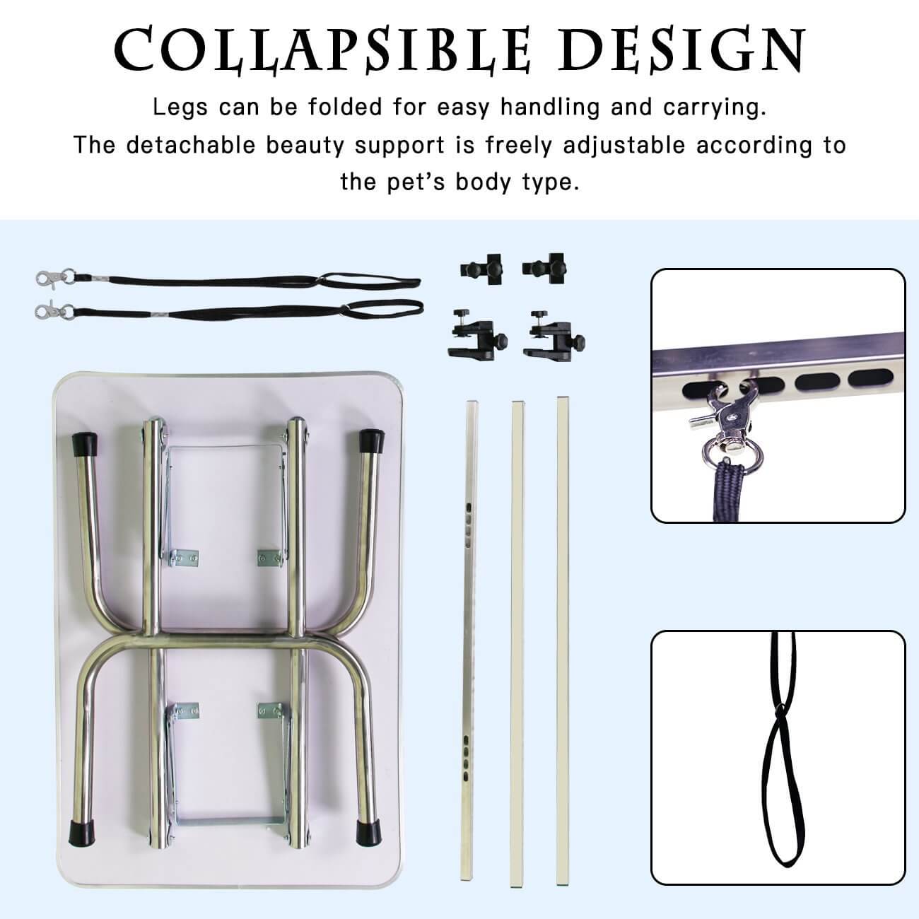 46" Folding Pet Grooming Table, Silver