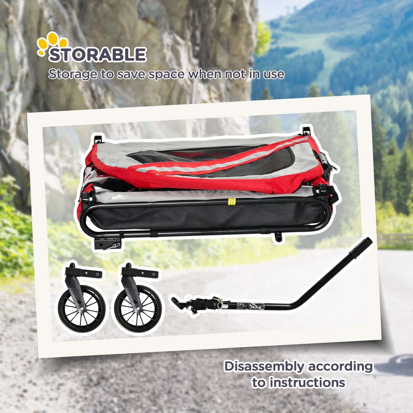 Aosom 2-in-1 Stroller & Bicycle Trailer for Small Dogs, Red