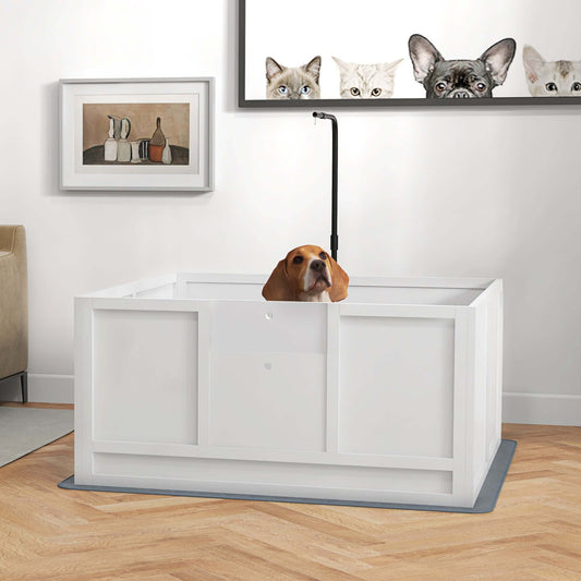 41" x 39" Whelping Box, Retractable Light Stand, Pig Rail, Pee Pad, Adjustable Height Door - supdog