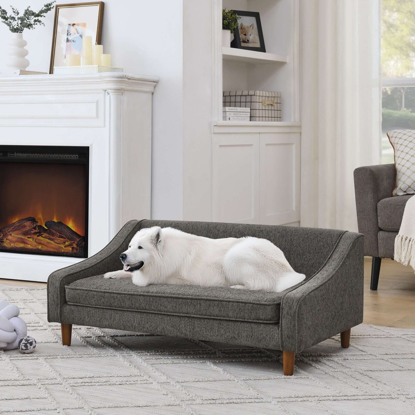 38' Durable Elevated Pet Sofa, Dark Grey