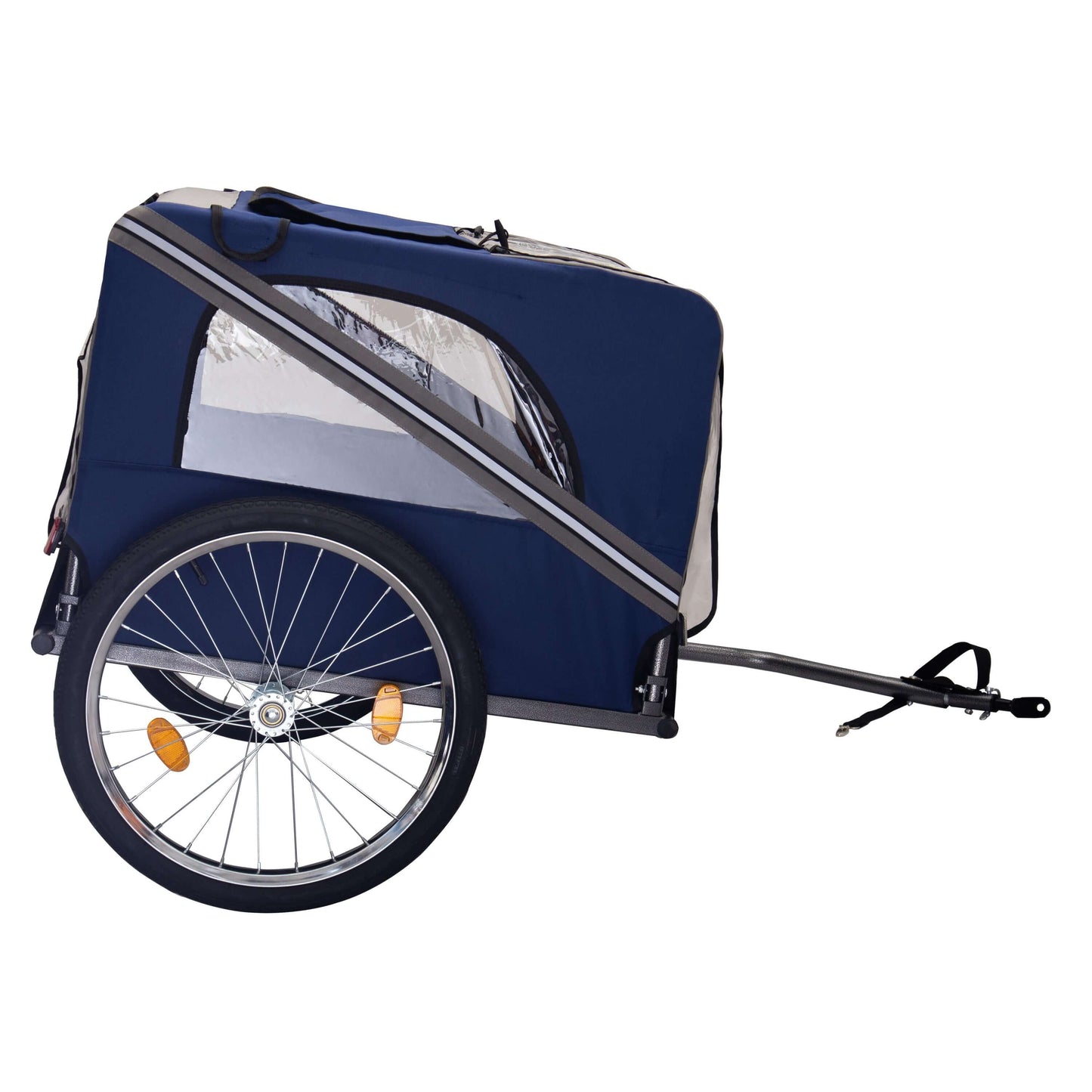 Foldable Bicycle Trailer for Large Dogs, Blue & Grey