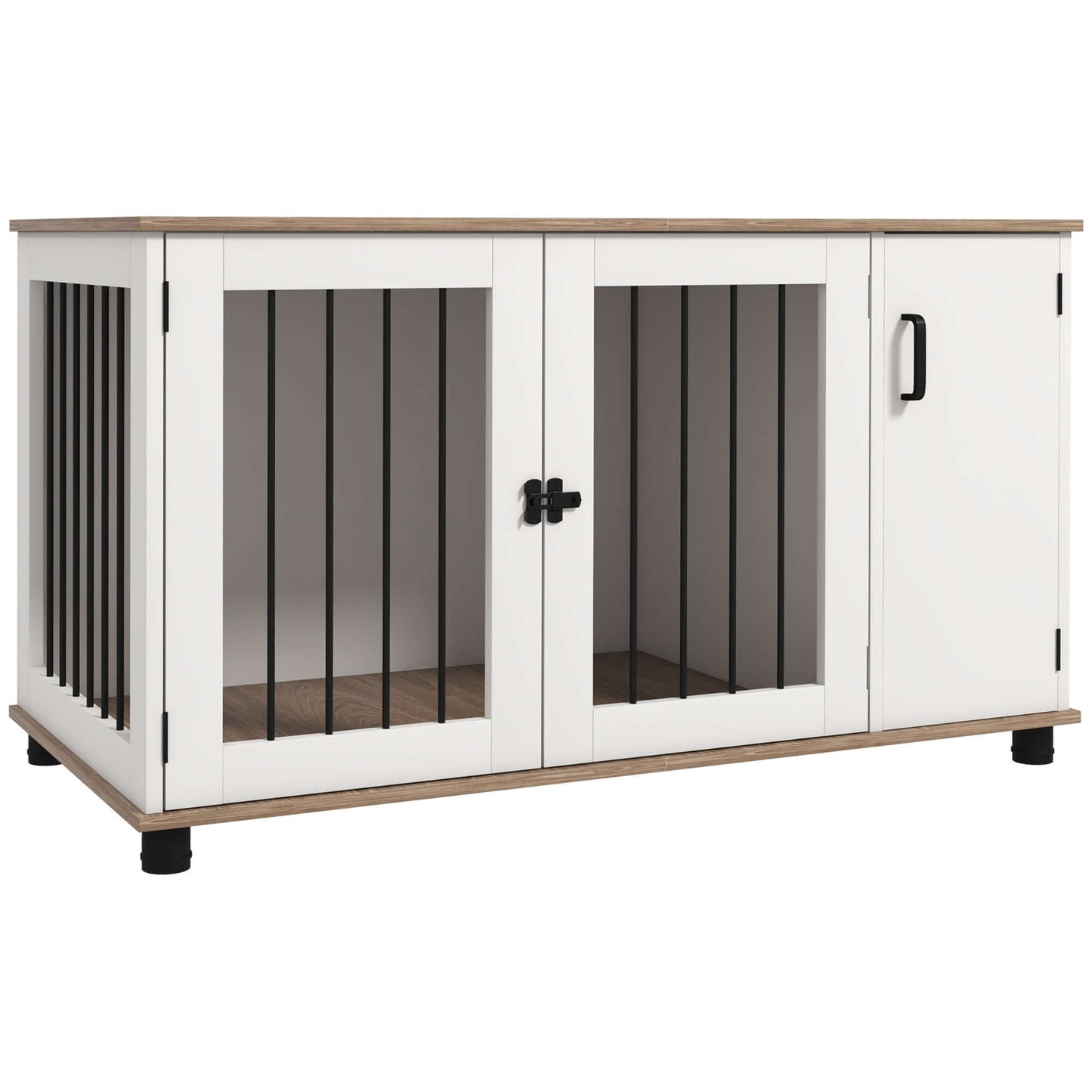 Dog Crate End Table with Storage, Double Doors for Medium and Large Dogs, Walnut supdog