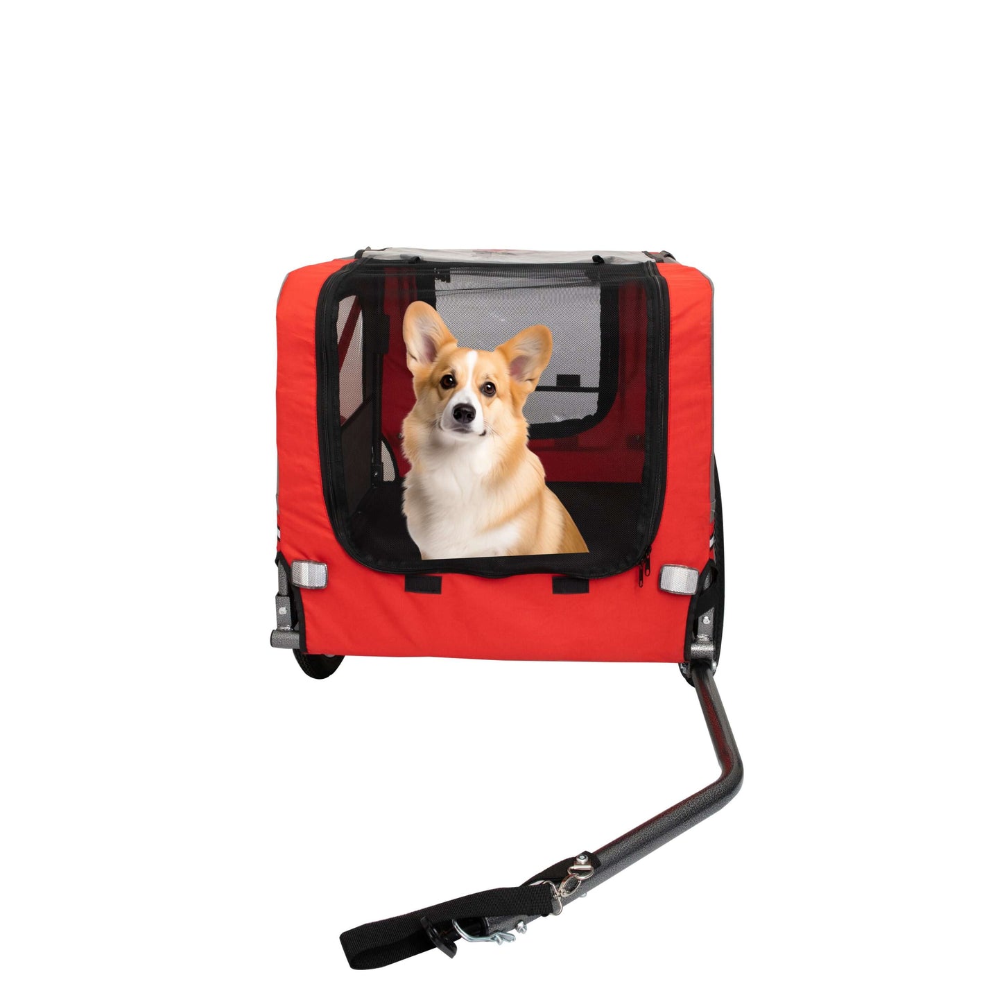 Foldable Bicycle Trailer for Large Dogs, Grey & Red