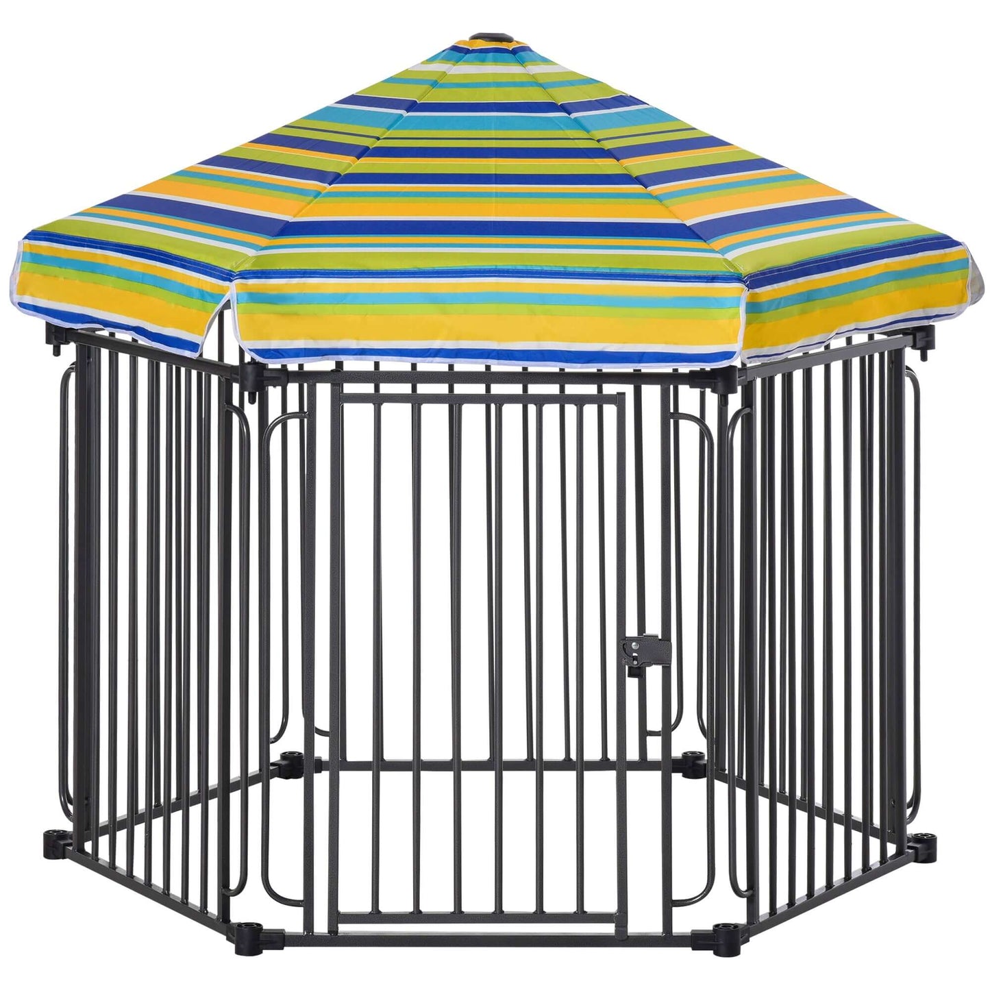 PawHut 48" x 41" Heavy-Duty Metal Dog Playpen, Outdoor Pet Cage Kennel, Puppy Exercise Fence Barrier with Weather-Resistant Polyester Roof, Locking Door, & Metal Frame supdog