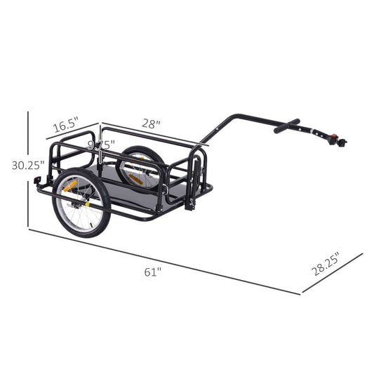 Aosom Foldable Bicycle Cargo Trailer, Black