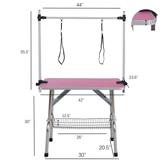 42" Folding Pet Grooming Table, Pink