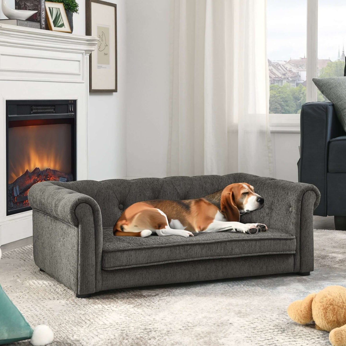 40" Elegant Pet Sofa, Dark Grey