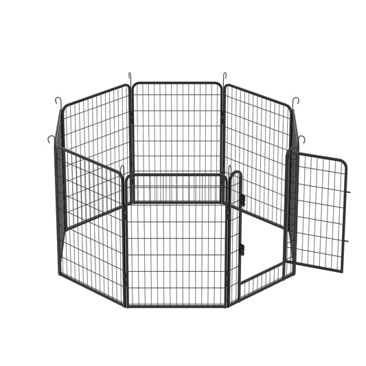 8 Panels Heavy Duty Metal Playpen with door, 39.37"H - supdog