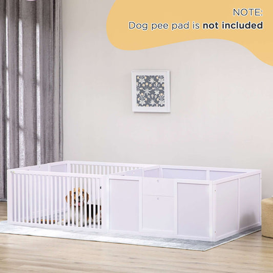 81" x 39" x 20" Whelping Box with Play Pen, Removable Doors - supdog