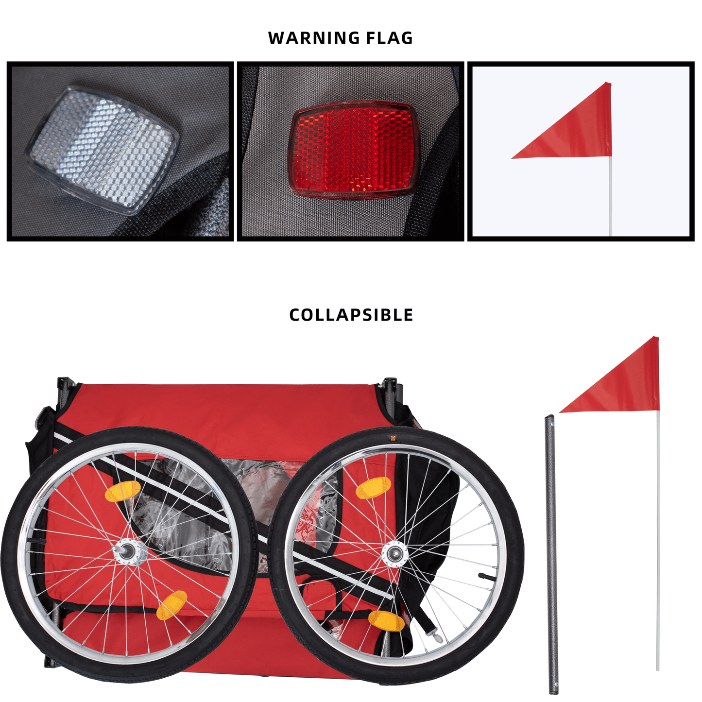 Foldable Bicycle Trailer for Medium Dogs, Red & Black