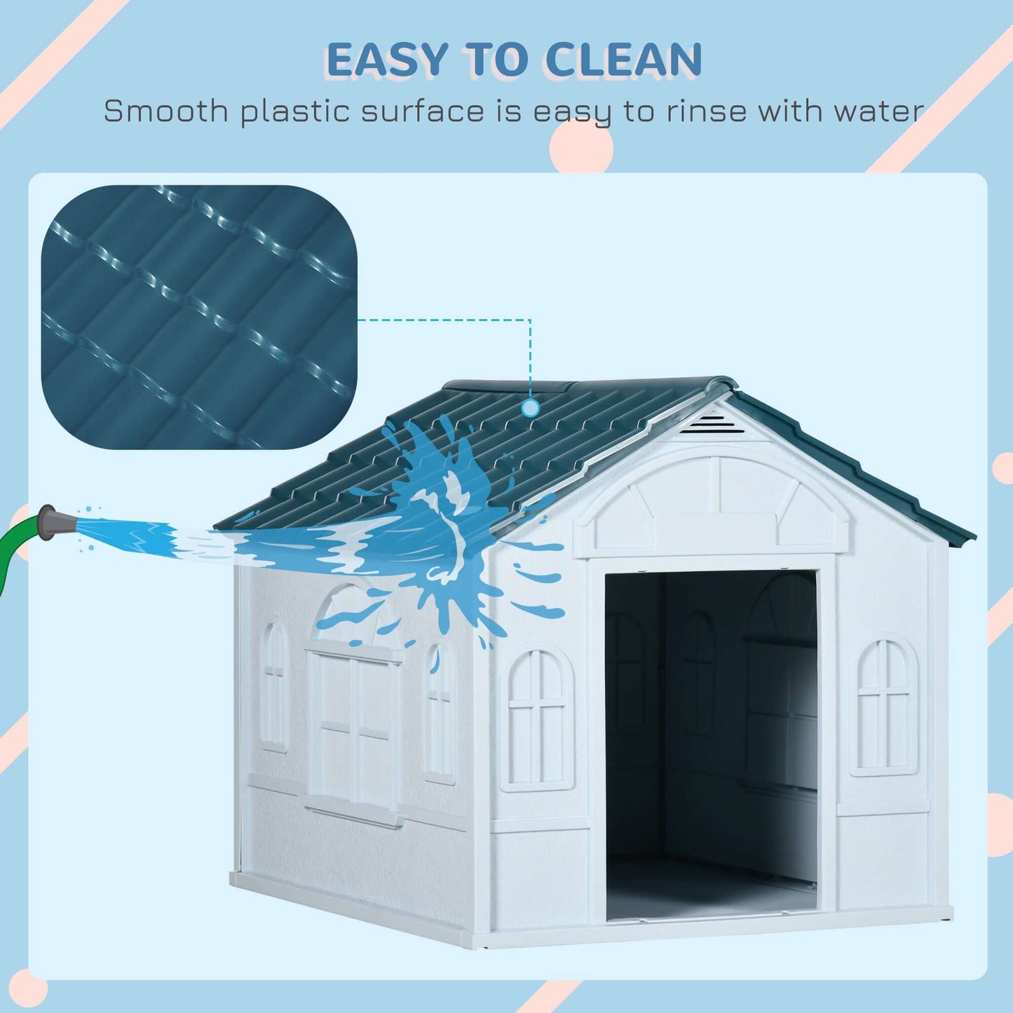 Plastic Dog House, Water Resistant for Medium and Small Dogs, Blue - supdog