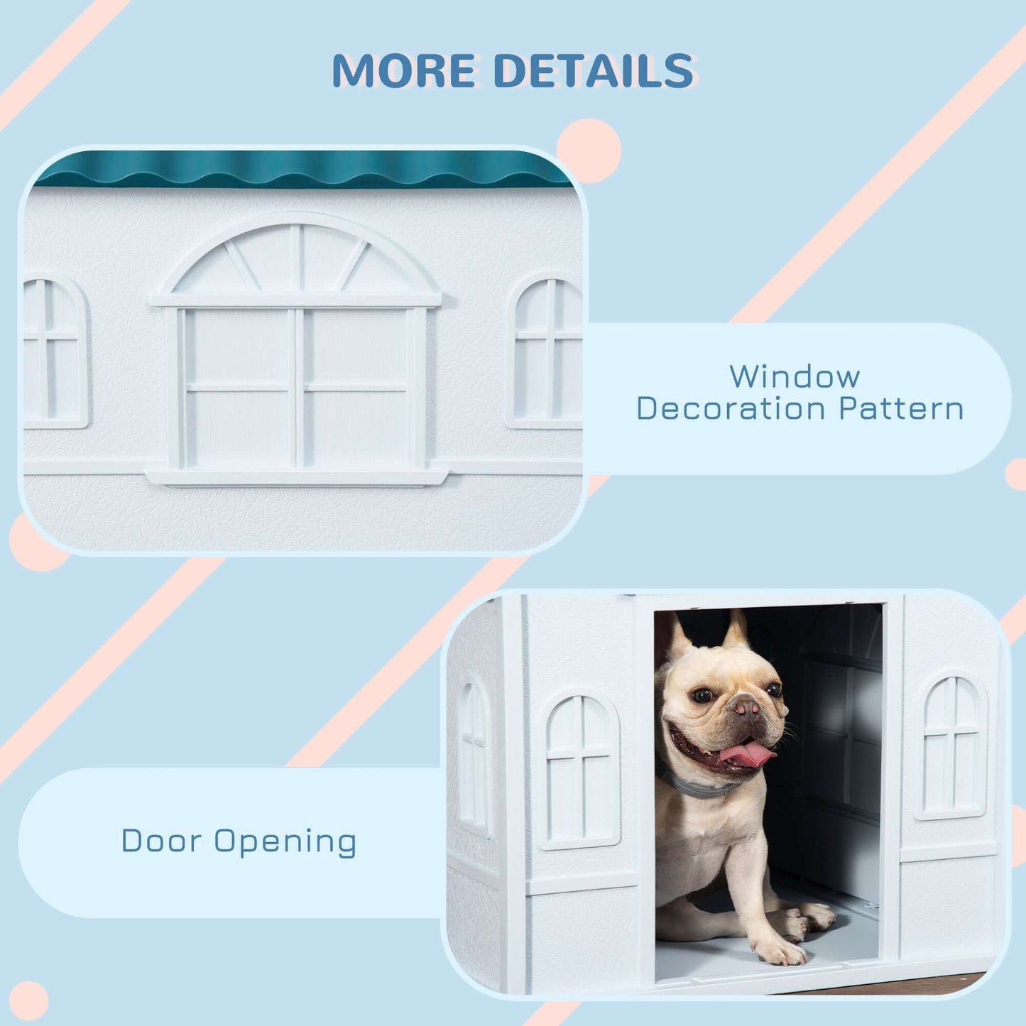 Plastic Dog House, Water Resistant for Medium and Small Dogs, Blue - supdog