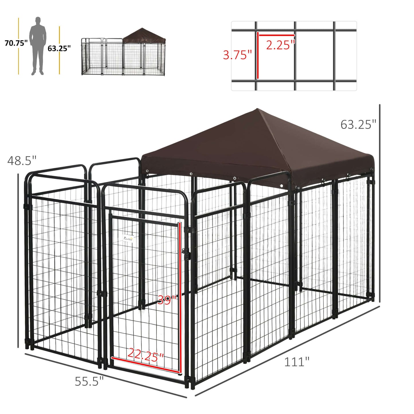 12-Panel Durable Dog Kennel Playpen with Door | Partial Shade Cover GIGA