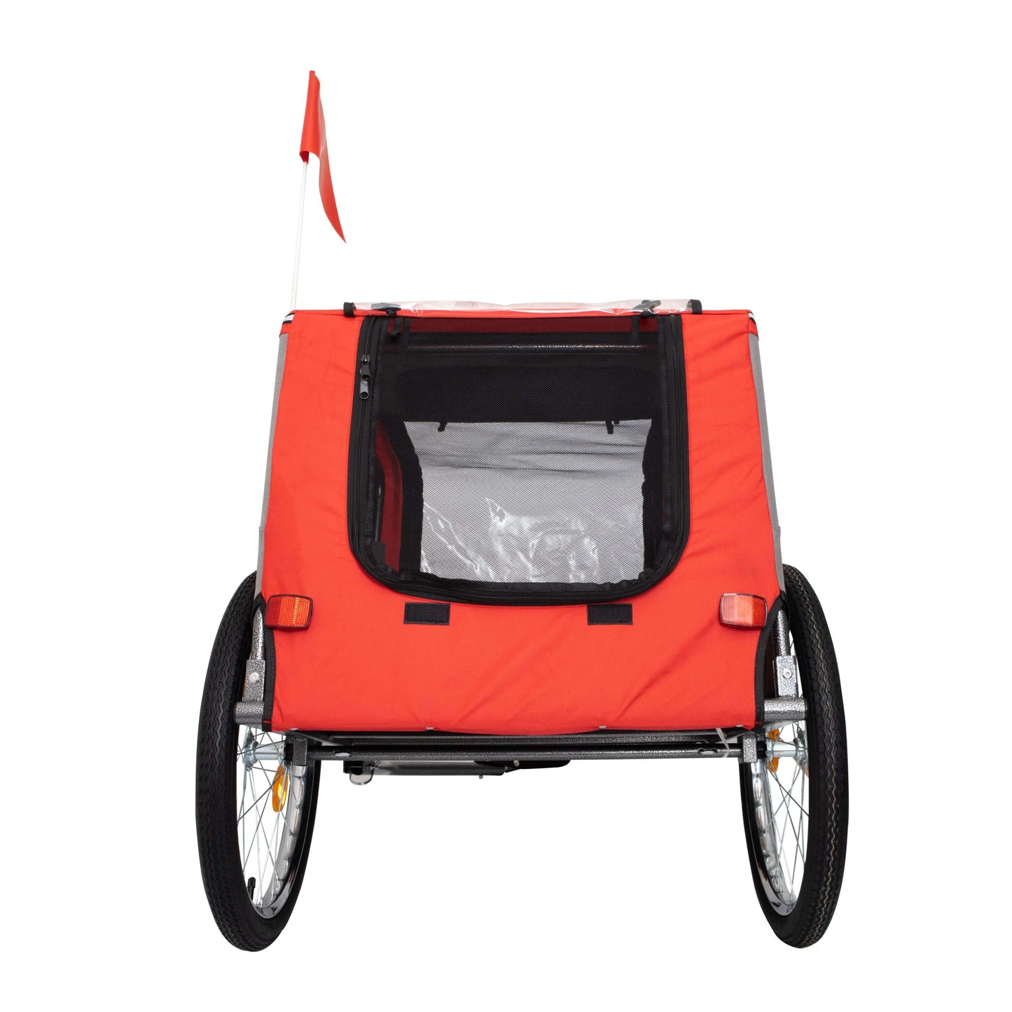 Foldable Bicycle Trailer for Large Dogs, Grey & Red