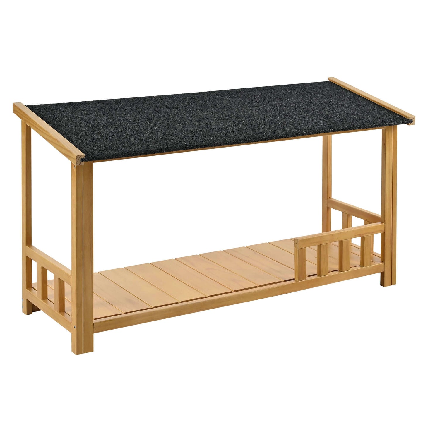 47.2" Wooden Dog House With Porch, Solid Wood, Weatherproof - supdog