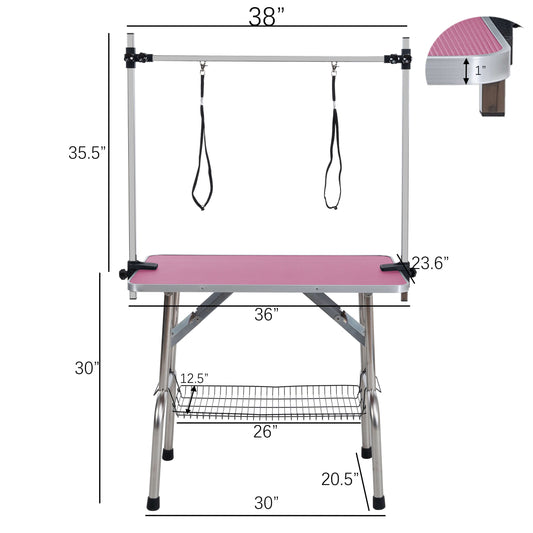 36" Folding Pet Grooming Table, Pink